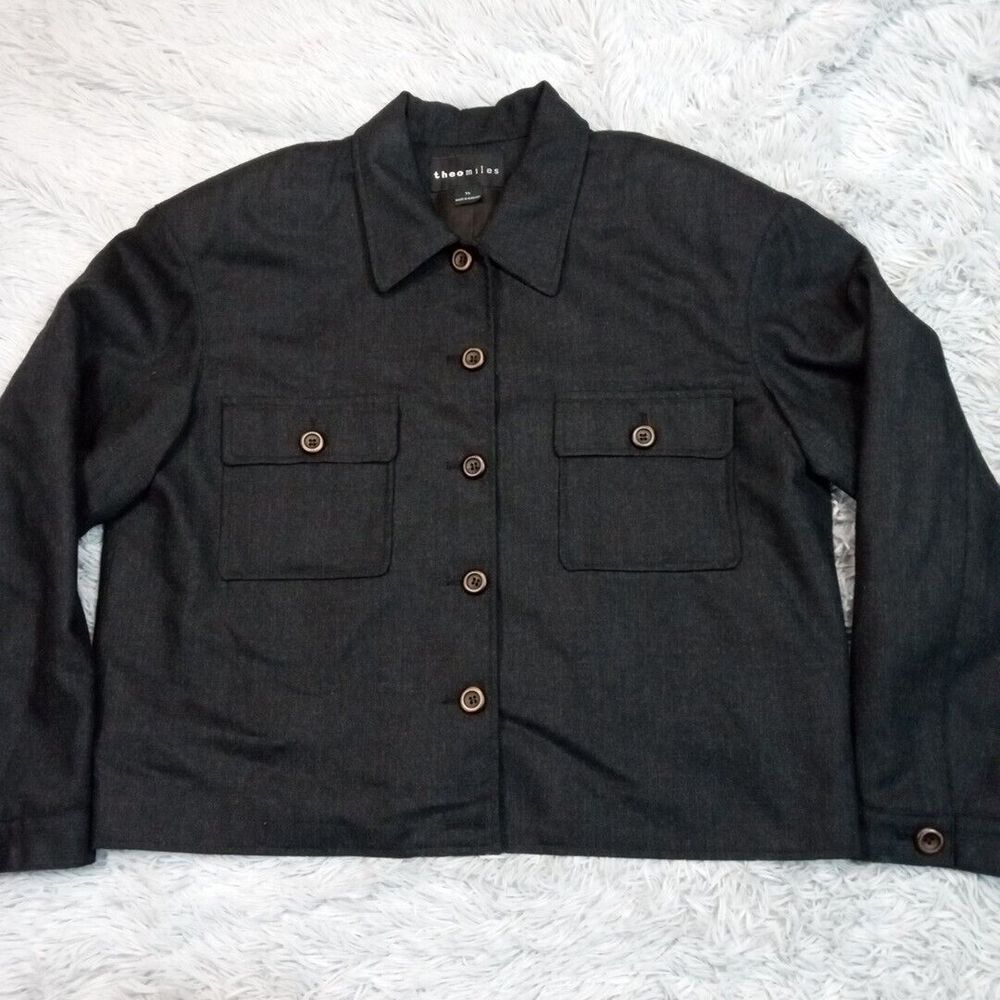 Theo Miles‎ Jacket Womens 14 Black Wool Blazer Coat Hungary Button Up Pockets